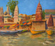 Benaras - Dashashwamedh Ghat (ART_8989_74031) - Handpainted Art Painting - 19in X 16in