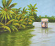 Palm trees in Alleppey (ART_8989_74004) - Handpainted Art Painting - 19in X 16in