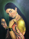 Lady with a lemon (ART_9008_74584) - Handpainted Art Painting - 20in X 24in