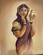 Milk maid (ART_9008_74509) - Handpainted Art Painting - 21in X 16in