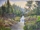 Stream In The Forest (ART_7993_74511) - Handpainted Art Painting - 22in X 17in