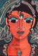 Kerala lady (orange) (PRT_8079_74656) - Canvas Art Print - 11in X 16in
