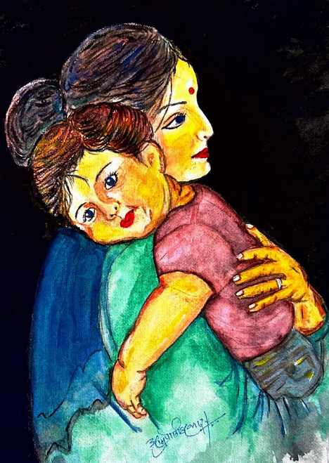 indian mother and child art