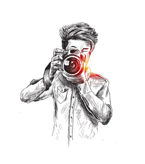 Buy Camera Boy Pic - Sketch, Realism, Minimalism Painting Online