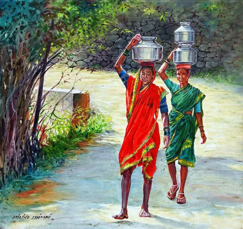 Buy Daily Routine - Realistic, Rural, Traditional Painting Online | Fizdi
