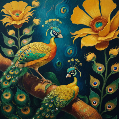 Buy Peacock113 - Surrealistic, Vibrant, Detailed Painting Online