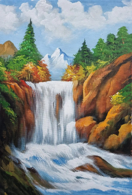 Buy Landscape Painting- Mountains Waterfall Scenery