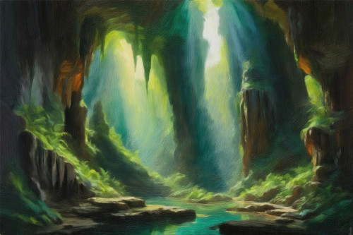 Buy Breathtaking Karst Cave - Realistic Nature Scene Painting
