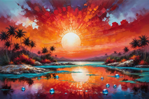 Buy Sunrise Over Luminous Waters 04 - Abstract Impressionism