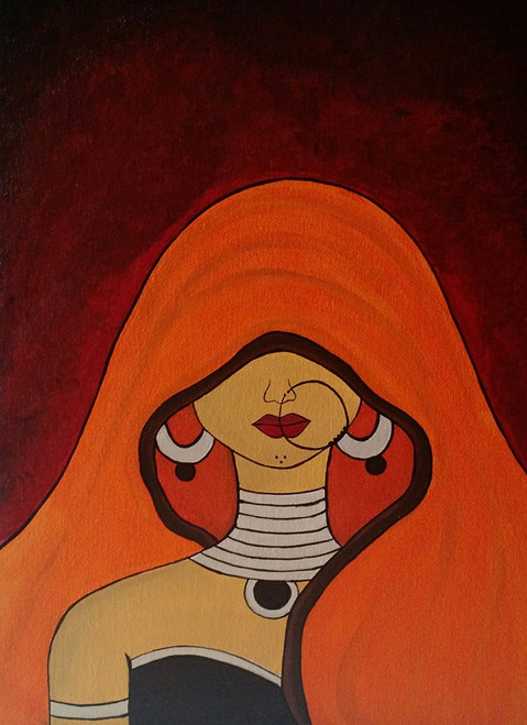 Buy Ghoonghat Handmade Painting by Madhavi Sandur. Code:ART_571_7365