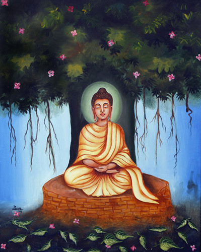 Buy GAUTAM BUDDHA Handmade Painting by Divya Kakkar. Code:ART_1462