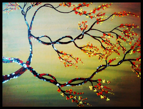 Buy Magic Tree With Red Leaves And Yellow Flowers Handmade