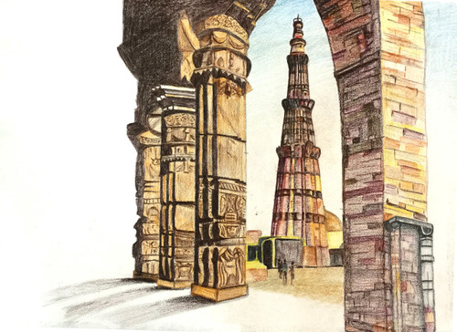 Buy Qutub Minar Handmade Painting By Neha Mantry Code