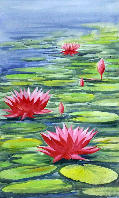 Buy Beauty Of Lotus Handmade Painting By Samiran Sarkar Code