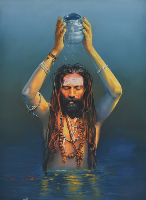 Buy Sadhu Handmade Painting by KAMAL RAO. Code:ART_640_8928 - Paintings