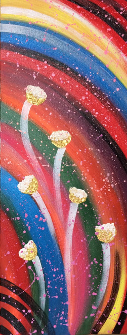 Buy Rainbow Colours And Golden Tulips Handmade Painting By Amita D