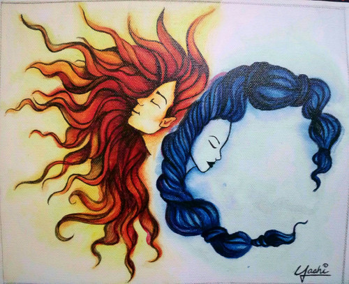 Buy Sun Moon Handmade Painting By Yashika Tiwari Code