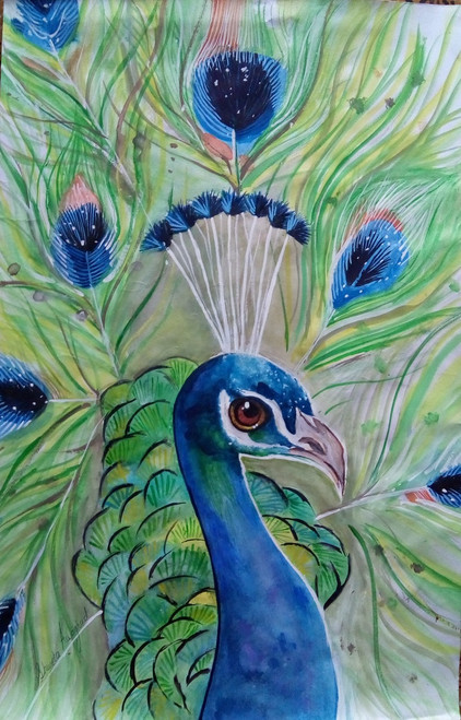 Buy Peacock Handmade Painting by Shweta Awaghad. Code:ART_3335_26594