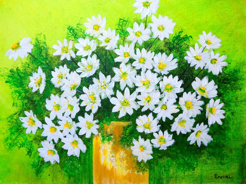 Buy White Daisies Handmade Painting By Rachel A Code