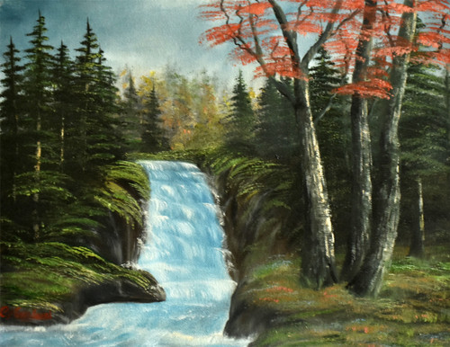 Buy Waterfall - Realism, Landscape Painting Online | Fizdi