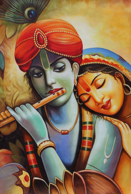 Modern Art Abstract Radha Krishna Painting / Radha and krishna are