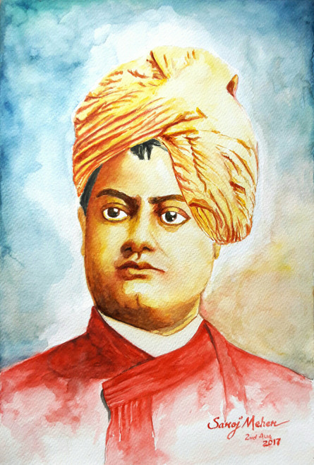 Swami Vivekananda Sketch using Pencil Colors - Desi Painters