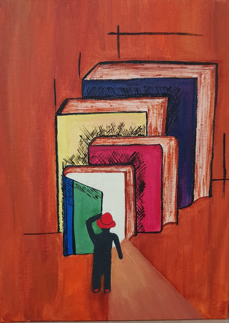 Buy Entering The Book World Handmade Painting By Kinjal Gorakh Code Art 5122 35063 Paintings For Sale Online In India