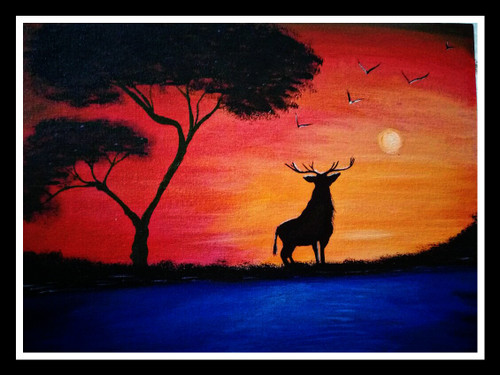 RED DEER SUNSET SPLIT CANVAS WALL ART PICTURES PRINTS LARGER SIZES AVAILABLE