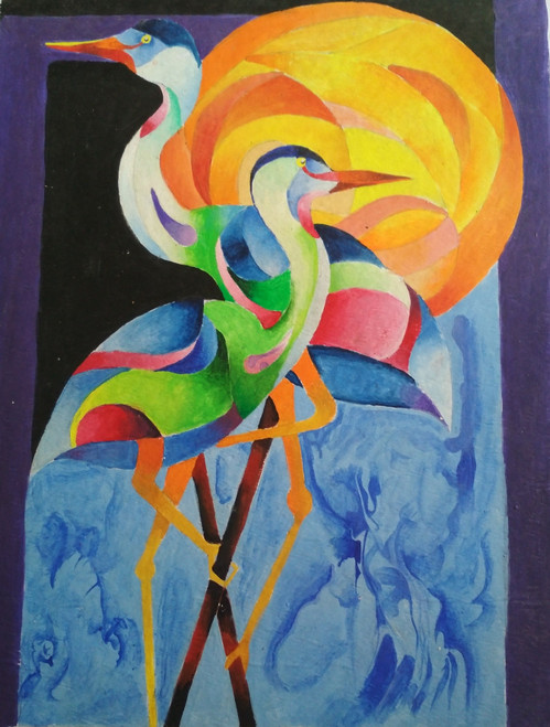 Buy 2 Swan Handmade Painting By Khushi Jangawar Code