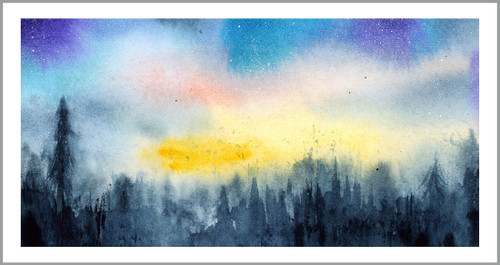 Buy Nature Hand Made Watercolor Night Sky Painting With Forest