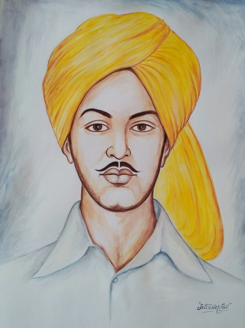 Pencil Color Art of Bhagat Singh - Desi Painters