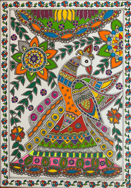 Buy Peacock Madhubani Handmade Painting by RADHIKA MATHUR. Code:ART ...