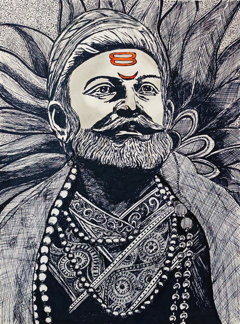 Paper Work Shivaji Maharaj Pencil Sketch, Size: A3 Size at Rs 469/piece in  Kopargaon