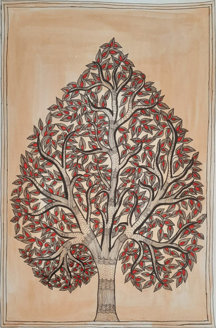 Buy Madhubani Tree Of Life-1 - Madhubani Folk Art Painting Online | Fizdi