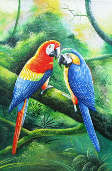 Love Birds 24in X 36in Rajven03 2436 Acrylic Colors Bird
