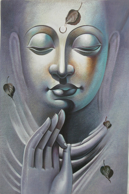Mahanirvana 03 - 24in X 36in,RAJVEN06_2436,Acrylic Colors,Peace,Buddha