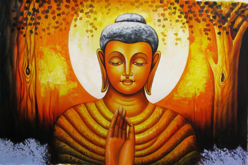 Mahanirvana 14 - 36in X 24in,RAJVEN36_3624,Acrylic Colors,Peace,Buddha ...