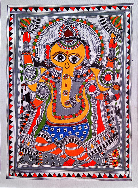 Ganesha Madhubani Painting Drawing by Radhika Mathur