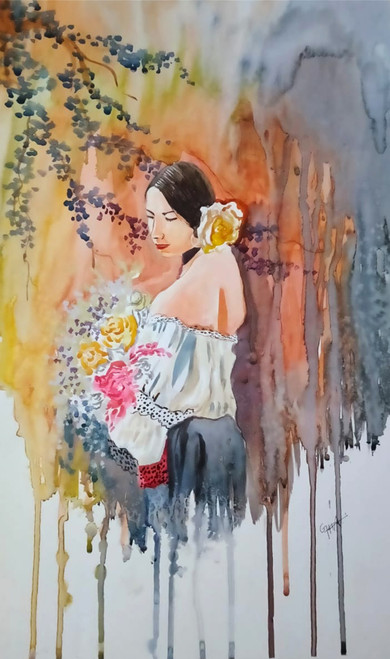 Buy Handmade watercolor painting/ women/ 16√ó23 inxh Handmade Painting by  GOVIND JHA. Code:ART_8771_69895 - Paintings for Sale online in India.