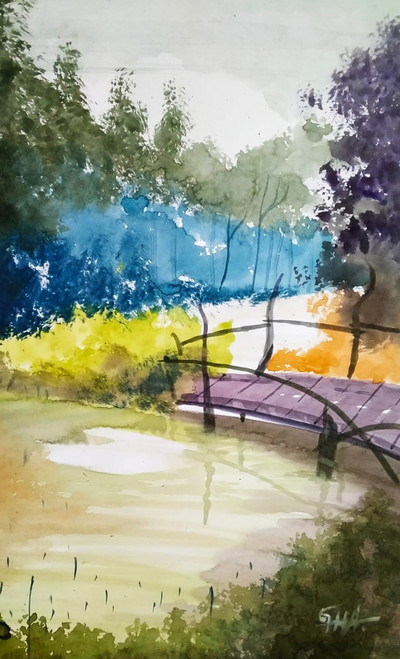 Buy Handmade watercolor painting/ lake/ 16×23 inxh Handmade Painting by GOVIND  JHA. Code:ART_8771_69881 - Paintings for Sale online in India.