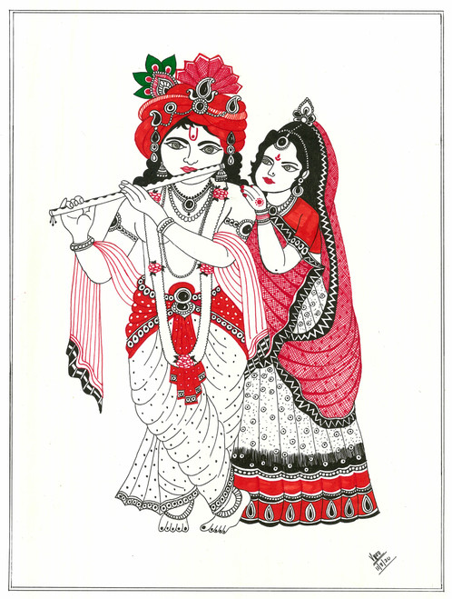Buy Radha Ji Krishna Ji Art Handmade Painting by VIPRA AGARWAL.  Code:ART_7886_55179 - Paintings for Sale online in India.