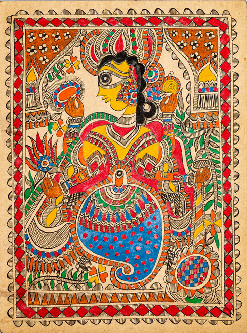 Buy Madhubani Vishnu Handmade Painting by COMMUNITY ARTISTS GROUP. Code ...