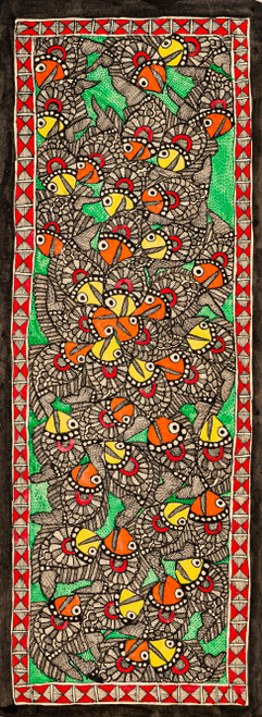 Buy Madhubani Fish Handmade Painting by COMMUNITY ARTISTS GROUP. Code ...