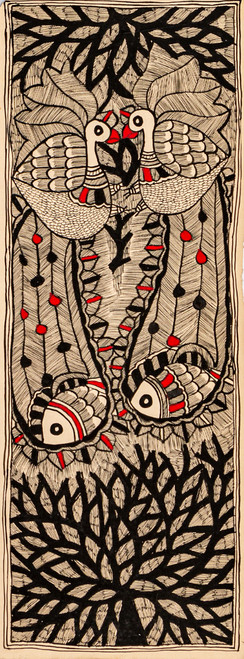 Buy Madhubani Peacock 15 Handmade Painting by COMMUNITY ARTISTS GROUP ...