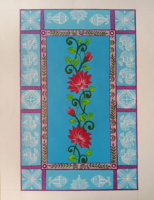 Buy Madhubani Lotus - Folk, Traditional, Ethnic Painting Online | Fizdi