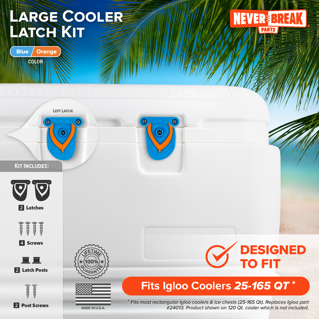 Cooler Latches (Blue Flip-Flops) - 2 latches, posts and screws for most Igloo coolers