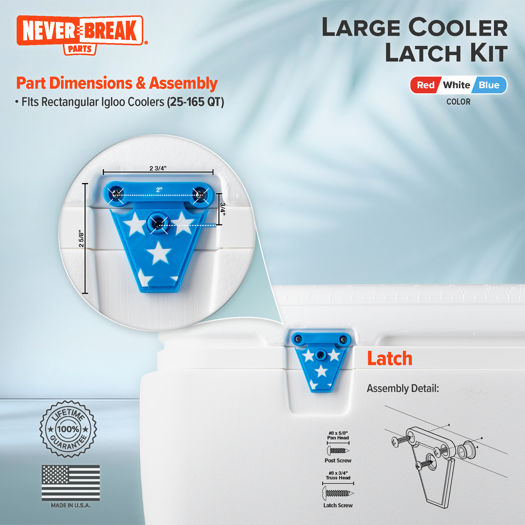 Cooler Latches (Stars & Stripes) - 2 latches, posts and screws for most Igloo coolers