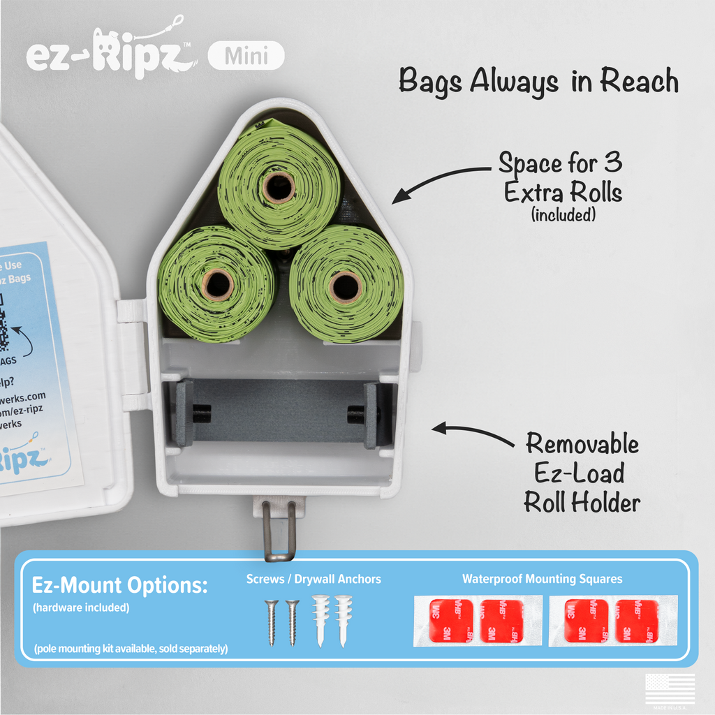 ez-Ripz - Wall Mount Pet Waste Bag Dispenser (White)