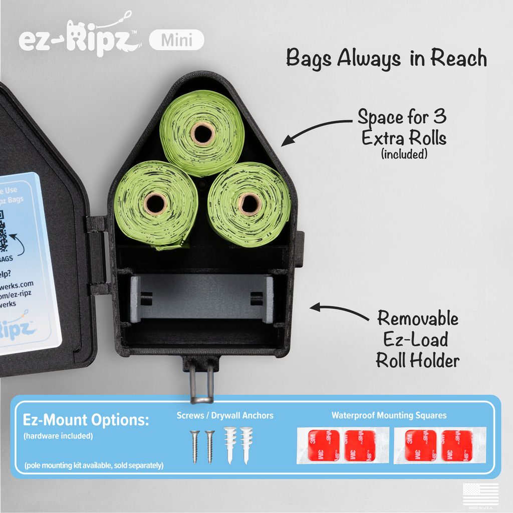 ez-Ripz - Wall Mount Pet Waste Bag Dispenser (Black)