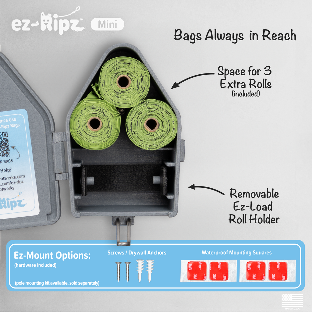 ez-Ripz - Wall Mount Pet Waste Bag Dispenser (Gray)